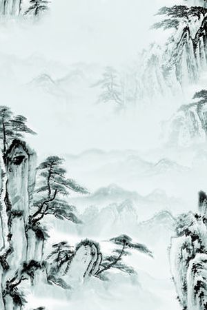 水墨画印花花型图片