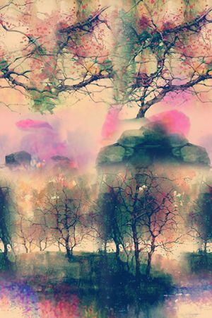 风景画印花花型图片