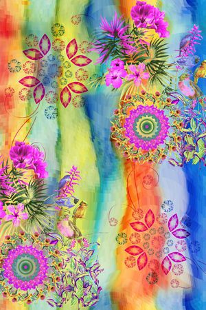 花鸟印花花型图片