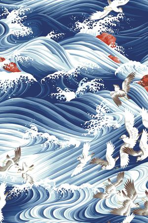 蓝色海洋之海印花花型图片
