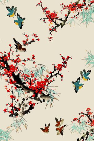 花鸟印花花型图片