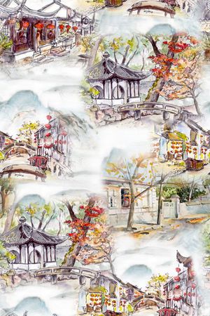 山水印花花型图片