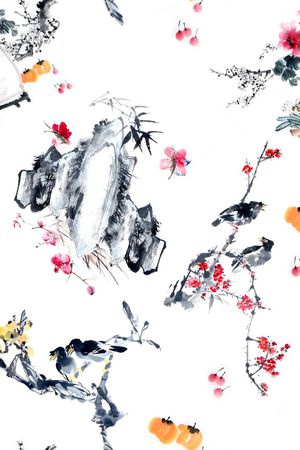 水墨印花花型图片