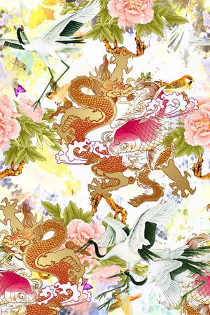 鲤鱼印花花型图片