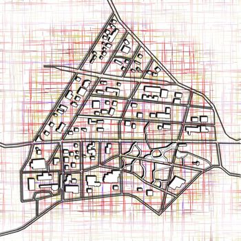 521496-城市手绘地图创意花型