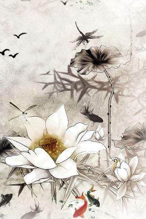 风景颜料画印花花型图片