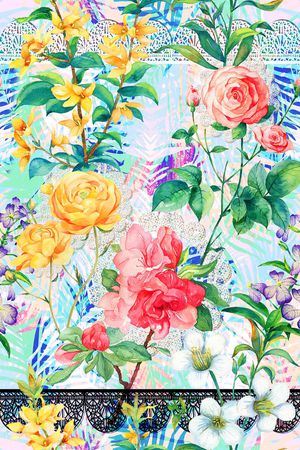 民族田园风印花花型图片