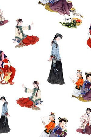 古代女子印花花型图片
