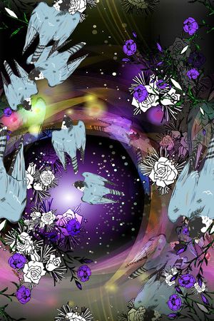 花鸟结合印花花型图片