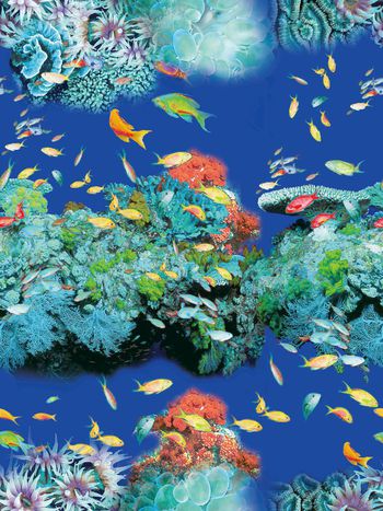 526053-原创时尚大牌海底 珊瑚丛 小鱼花型
