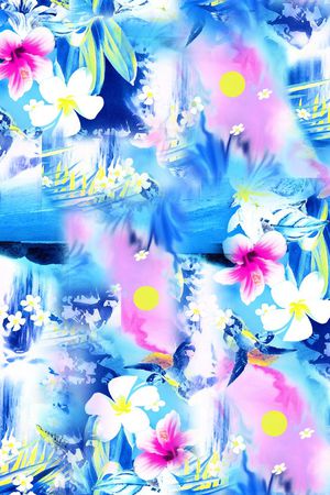 风景画印花花型图片