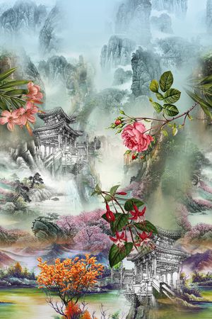 山水印花花型图片