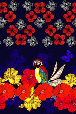 鸟类印花花型图片