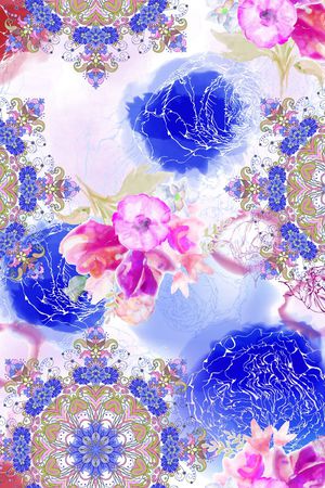 蕾丝花团印花花型图片