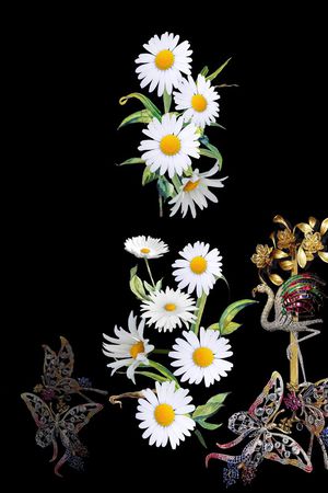 白色太阳花印花花型图片