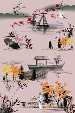 中国风印花花型图片