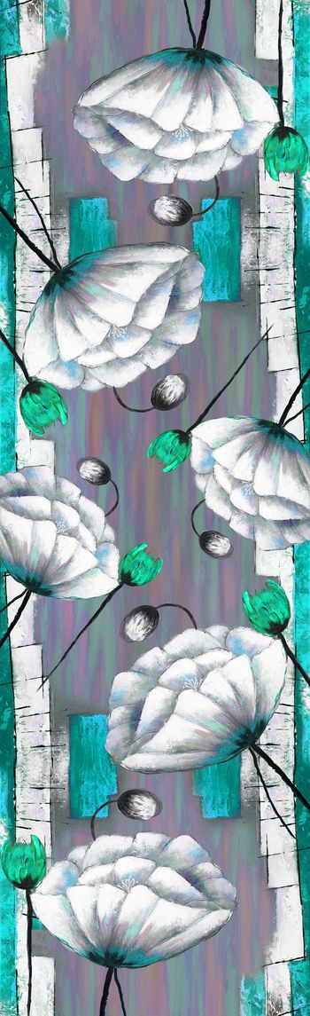 532447-手绘油画版画罂粟花卉经典围巾花型