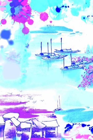 水墨印花花型图片