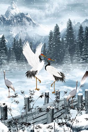 定位简尚复古冰雪印花花型图片