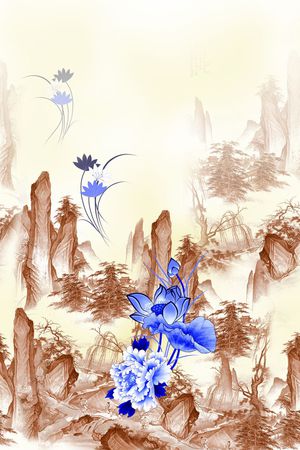 国画印花花型图片