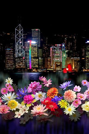 城市夜景印花花型图片