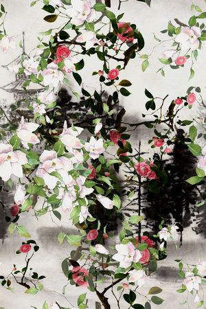 水墨中国印花花型图片