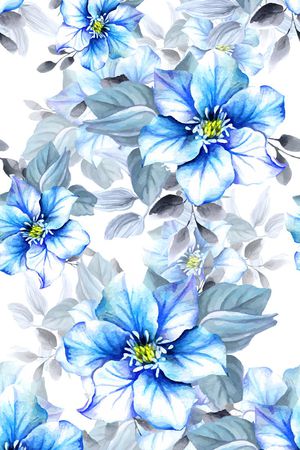 水彩画印花花型图片