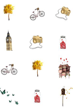 复古建筑印花花型图片