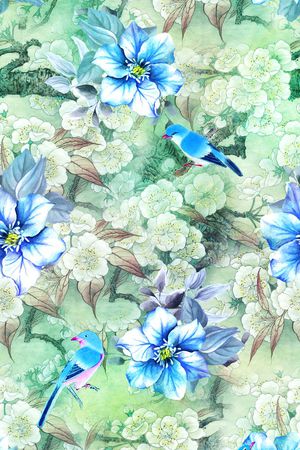 工笔画印花花型图片