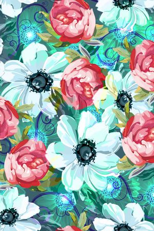 创意花型面料印花花型图片