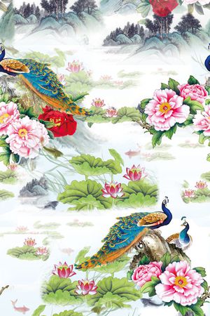 荷花印花花型图片