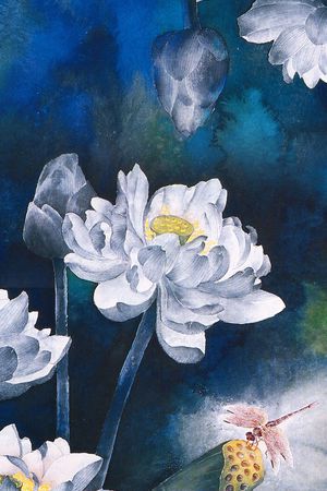 荷花印花花型图片