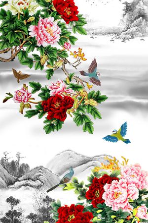 浪漫花卉印花花型图片