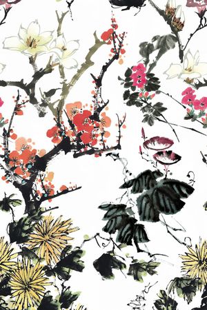 国画印花花型图片