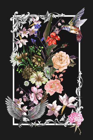 飞鸟印花花型图片