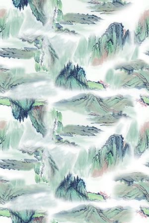 祖国大好河山山水画印花花型图片