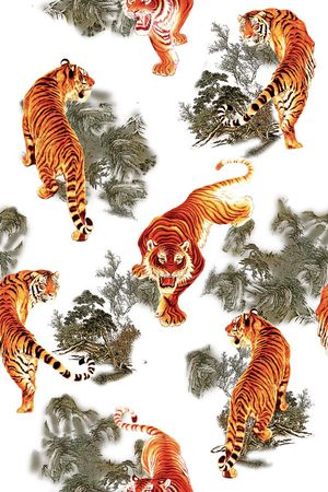 中国风山水猛虎印花花型图片