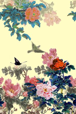牡丹花卉印花花型图片