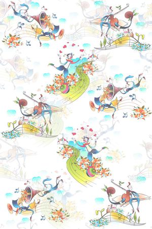 流行时尚 卡通 音乐会 儿童家纺 服装印花花型图片