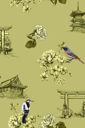 钢笔速写鸟印花花型图片