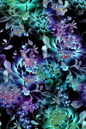 水彩油画印花花型图片