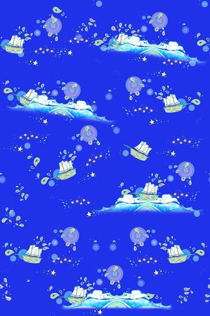 流行时尚 卡通 船 鱼 星星 浪花 气泡 服装 童装  家纺印花花型图片