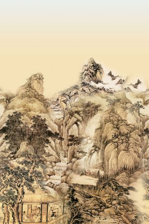 国画风格印花花型图片