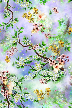 牡丹花印花花型图片