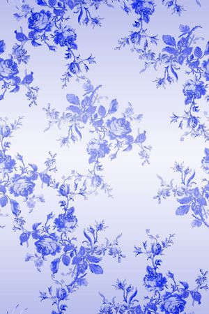 女士长裙 蓝色  长巾  手绘  花卉  牡丹  玫瑰  花  家纺印花花型图片