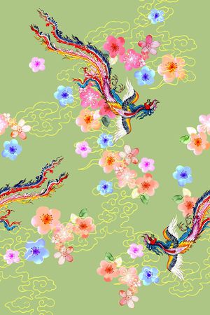 复古 传统绘画印花花型图片
