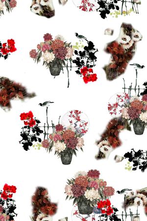 国画绘画印花花型图片