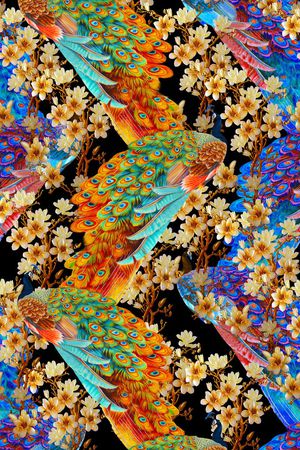 花鸟印花花型图片