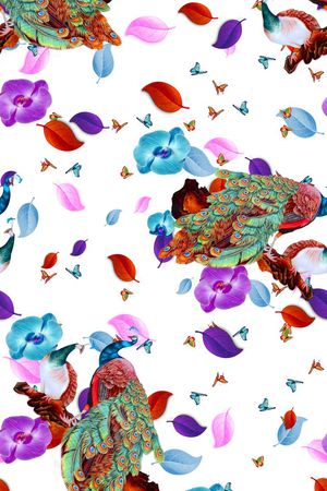 花鸟印花花型图片