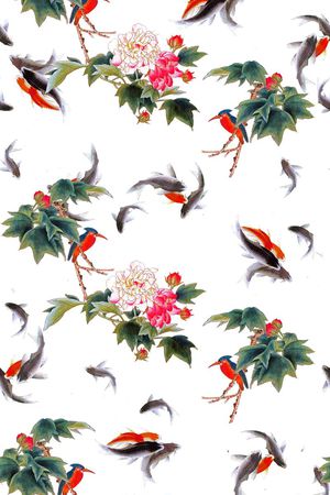 花鸟印花花型图片